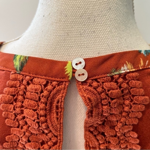 Daniel rainn Burnt Orange Quin Sleeveless Floral Keyhole Top PS - Picture 7 of 12